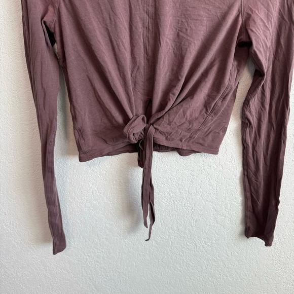Lululemon Time to Restore Long Sleeve Tie Cropped Top Antique Bark Purple 6 - Picture 9 of 13